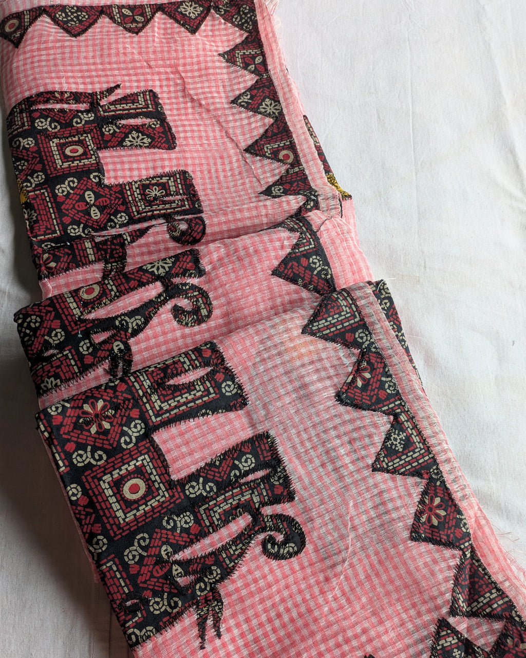 Cotton Kota Applique Sari Pink