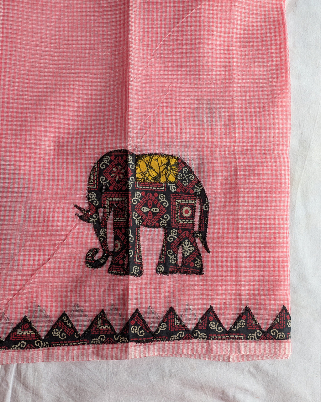 Cotton Kota Applique Sari Pink