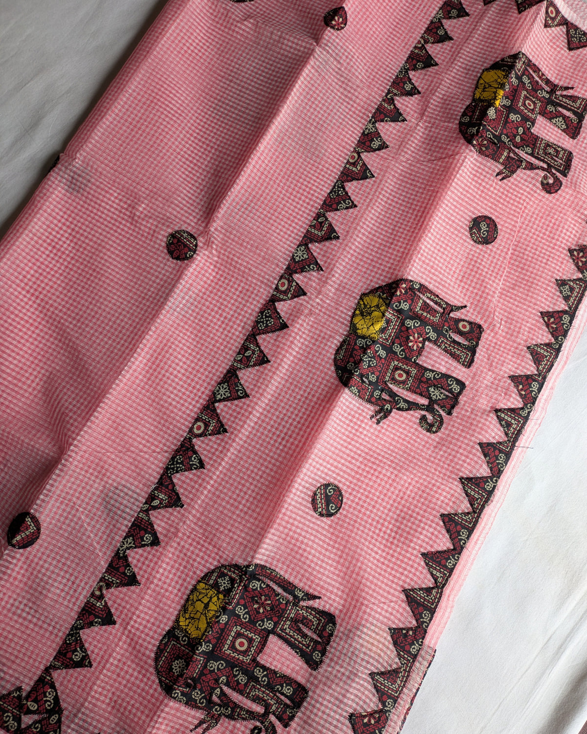 Cotton Kota Applique Sari Pink