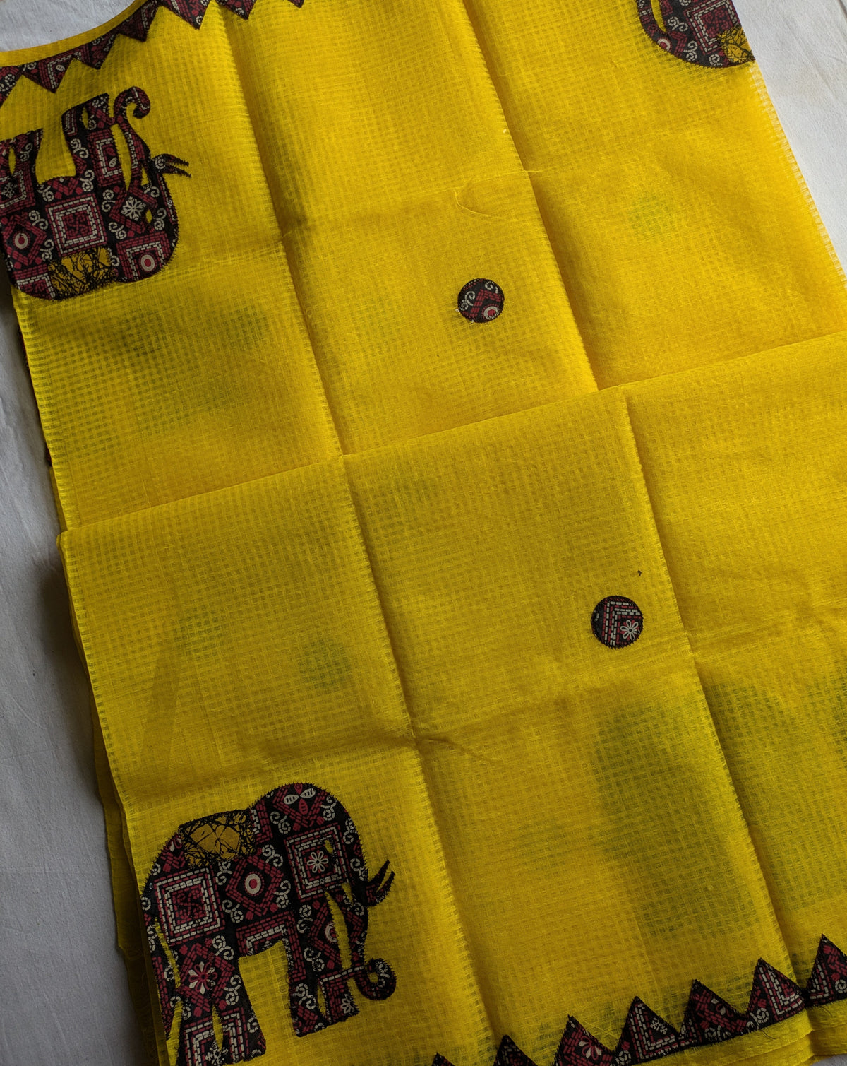 Cotton Kota Applique Sari Yellow 3