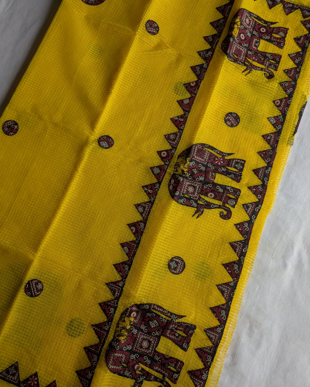 Cotton Kota Applique Sari Yellow 3