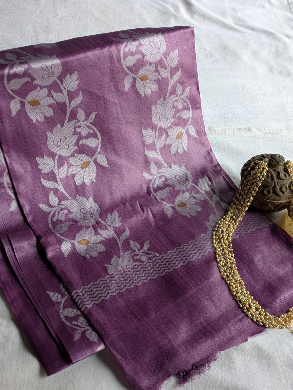 Tussar Jamdani Sari Purple