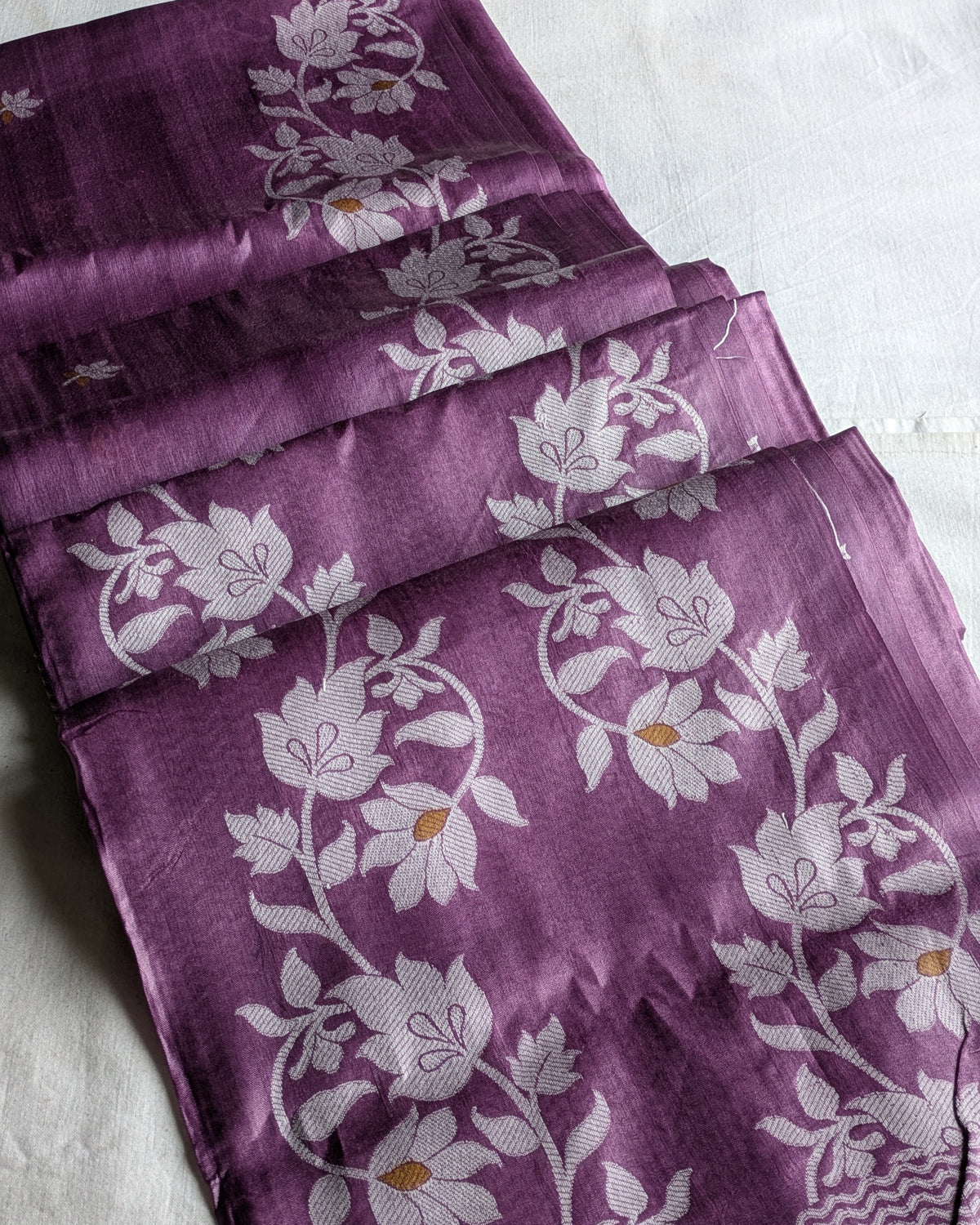 Tussar Jamdani Sari Purple
