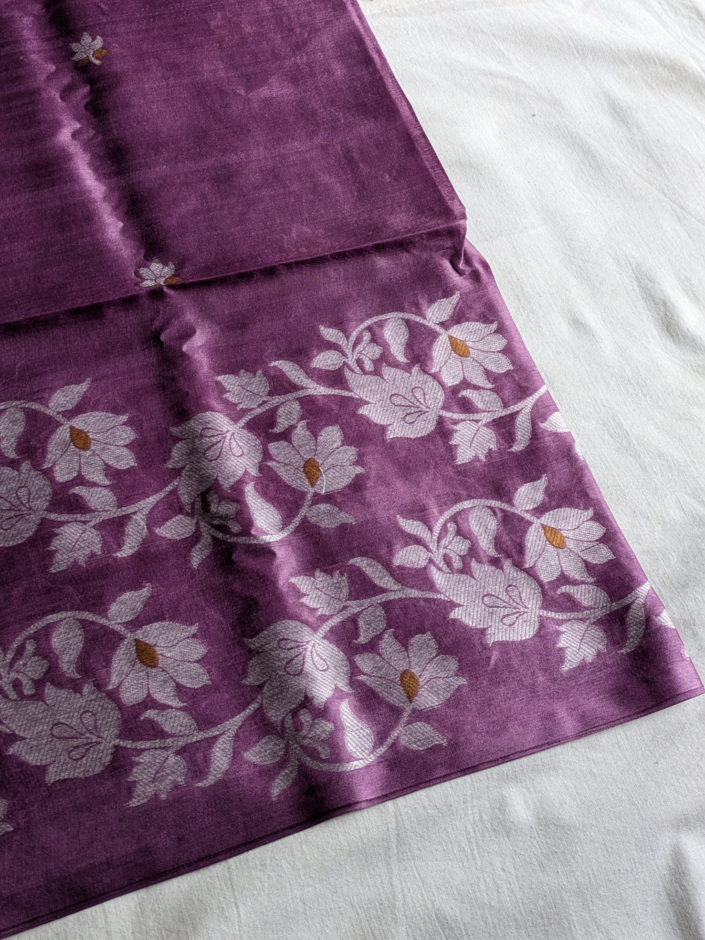 Tussar Jamdani Sari Purple