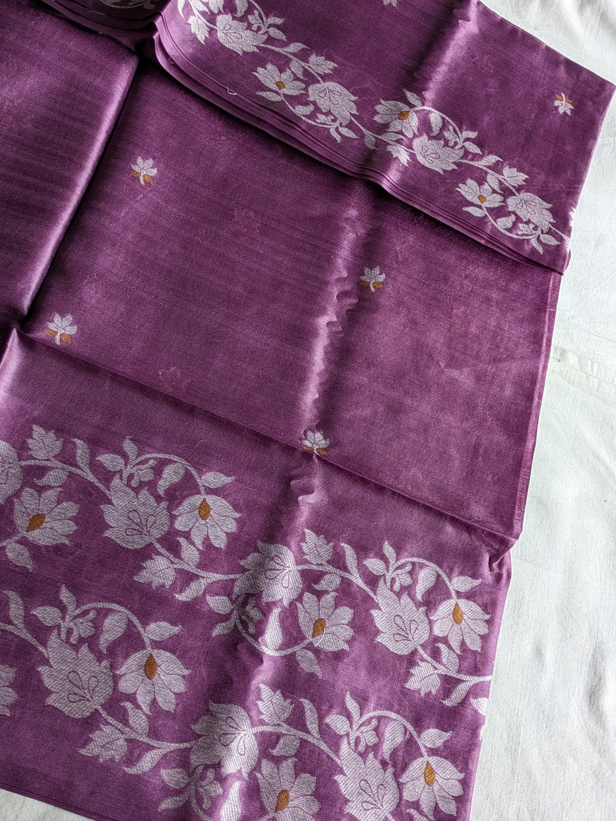 Tussar Jamdani Sari Purple