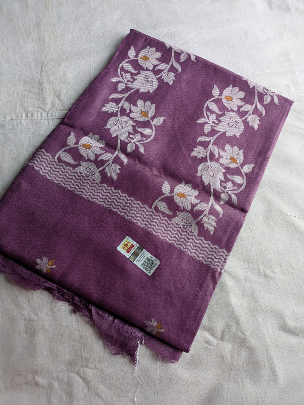 Tussar Jamdani Sari Purple