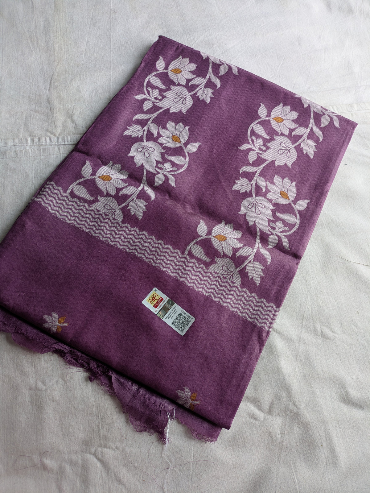 Tussar Jamdani Sari Purple
