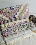 Kantha Stitch Sari with Blouse Piece White 2