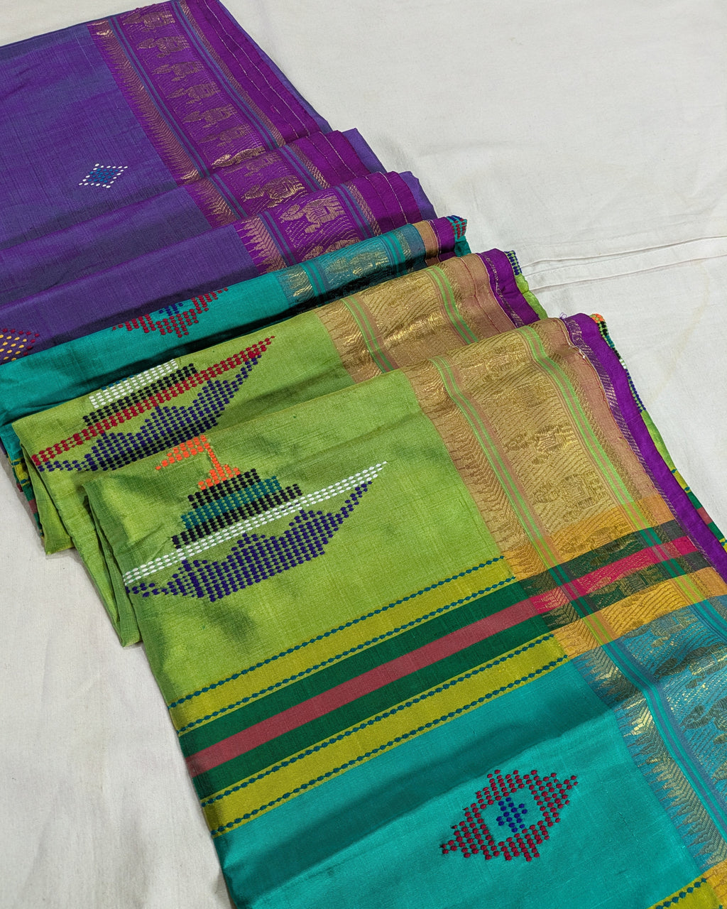Bishnupuri Kalakshetra Sari Violet (Silk Mark)