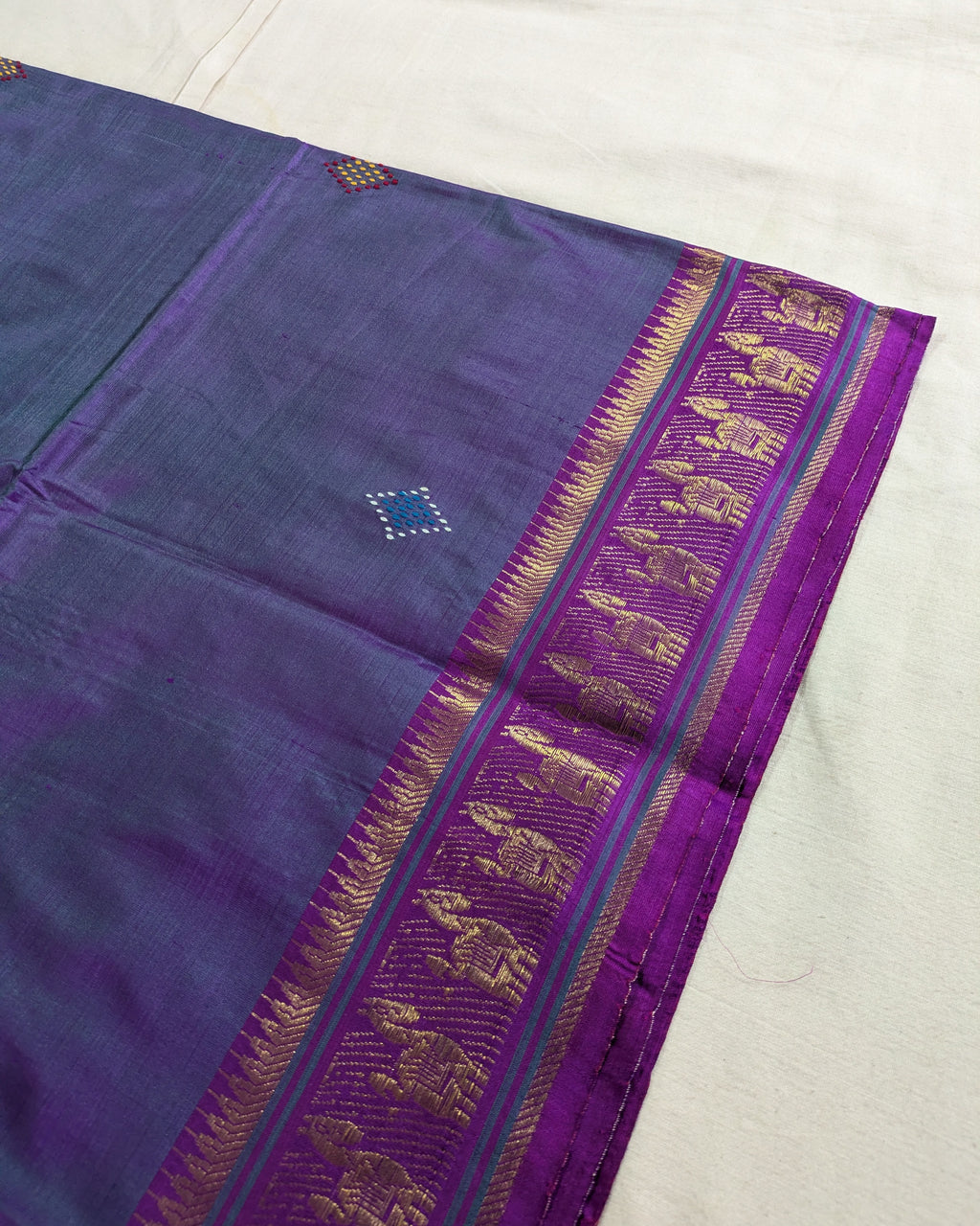 Bishnupuri Kalakshetra Sari Violet (Silk Mark)