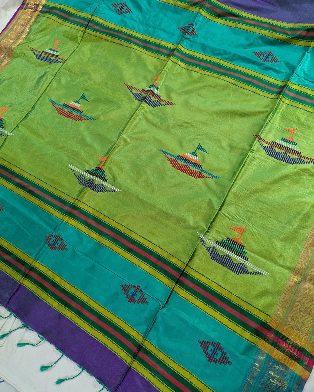 Bishnupuri Kalakshetra Sari Violet (Silk Mark)