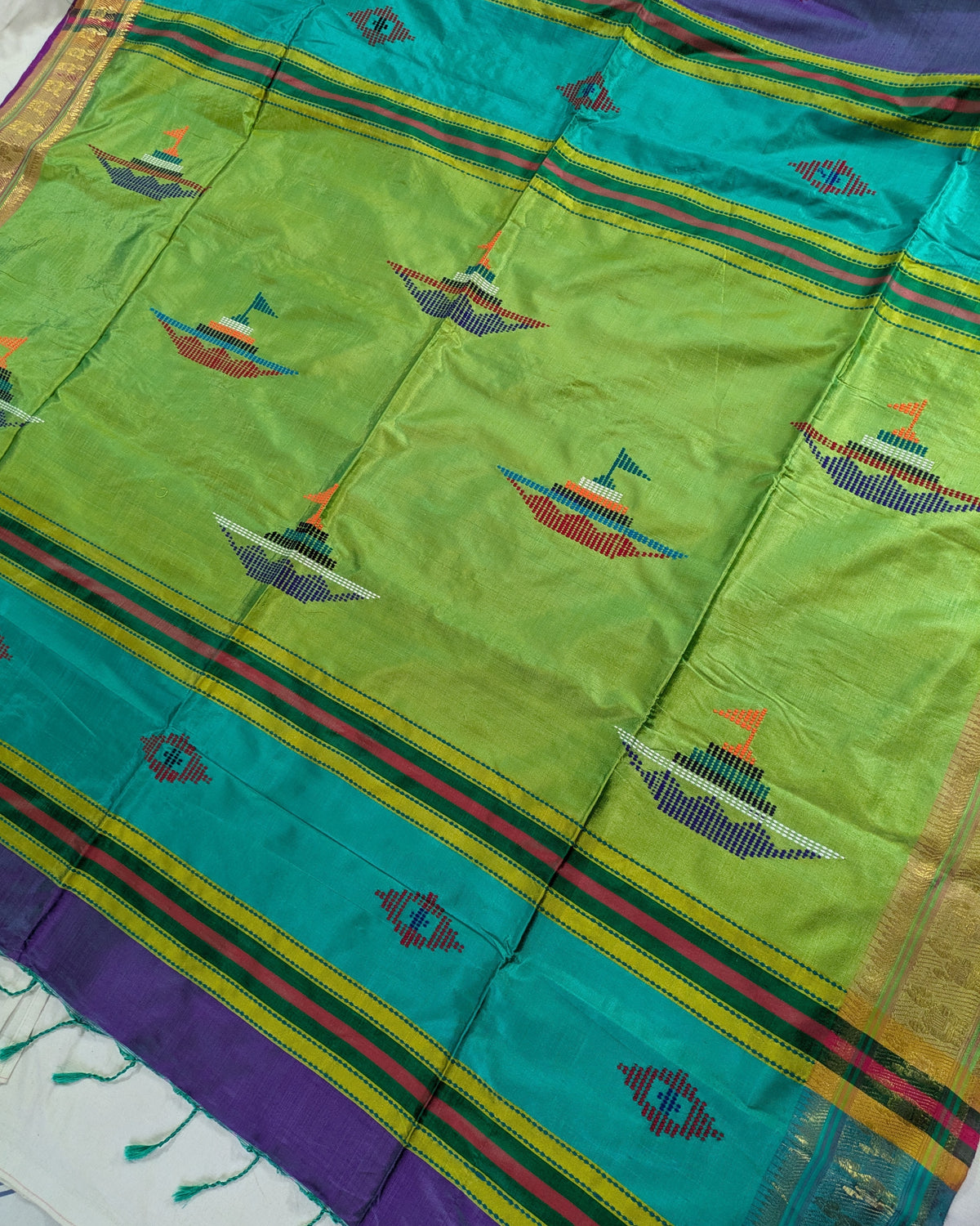 Bishnupuri Kalakshetra Sari Violet (Silk Mark)