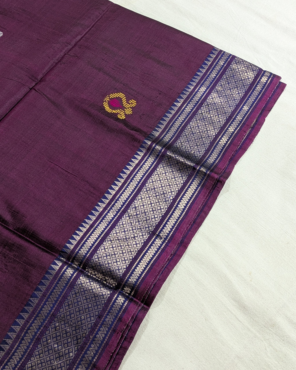 Bishnupuri Kalakshetra Sari Dark Magenta (Silk Mark)