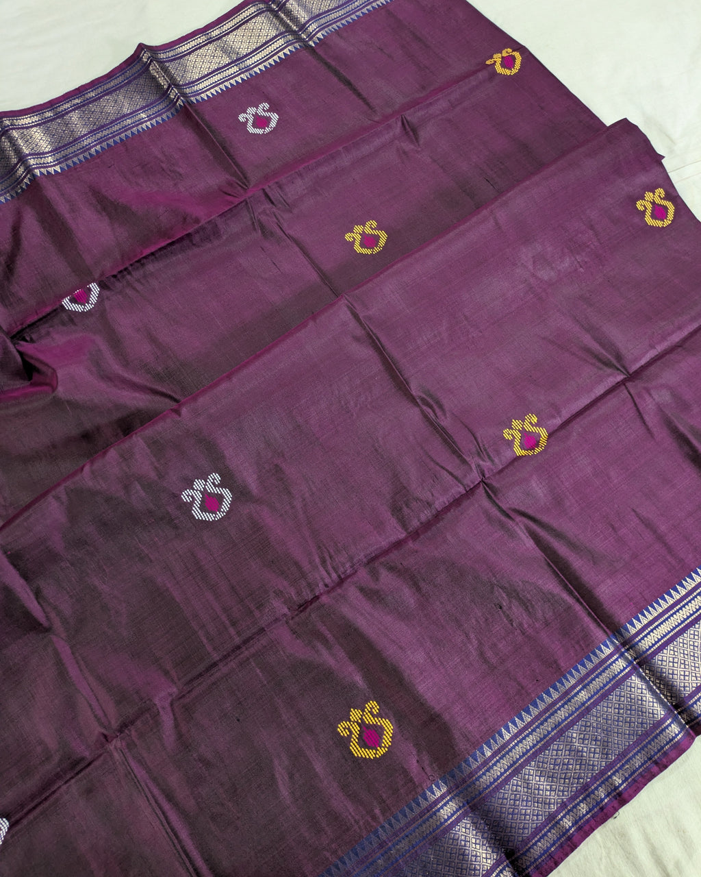 Bishnupuri Kalakshetra Sari Dark Magenta (Silk Mark)