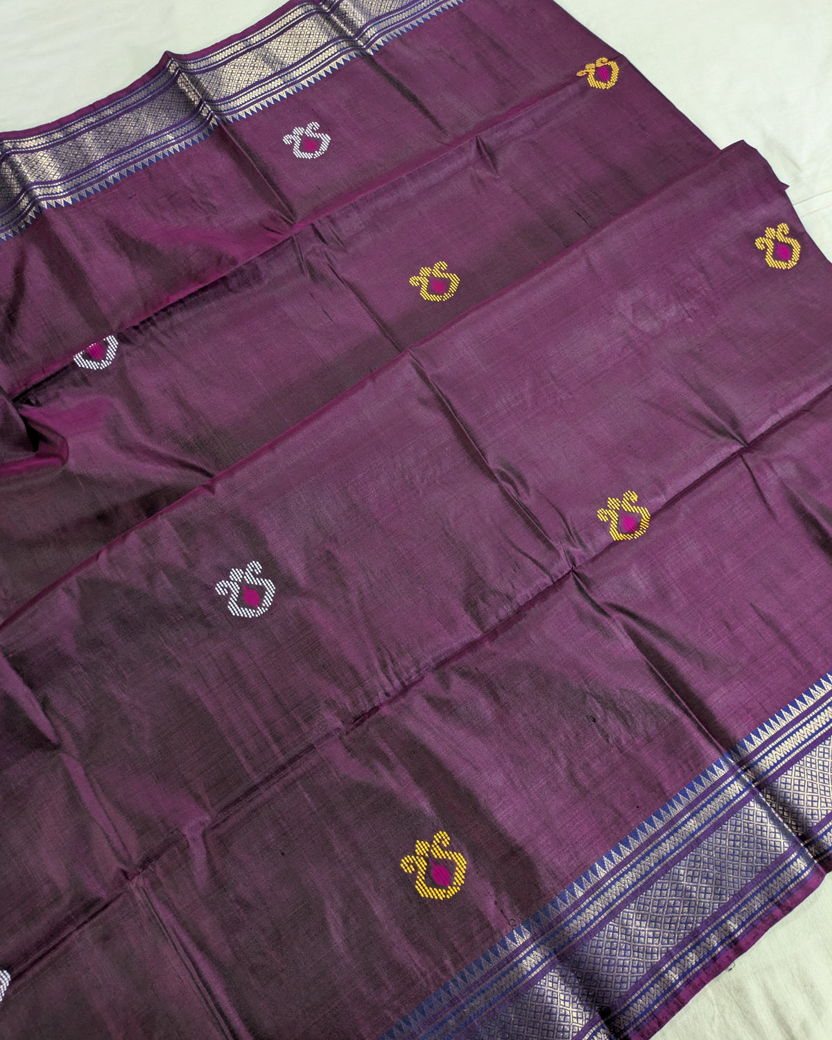 Bishnupuri Kalakshetra Sari Dark Magenta (Silk Mark)