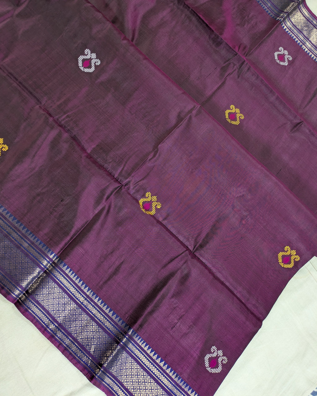 Bishnupuri Kalakshetra Sari Dark Magenta (Silk Mark)