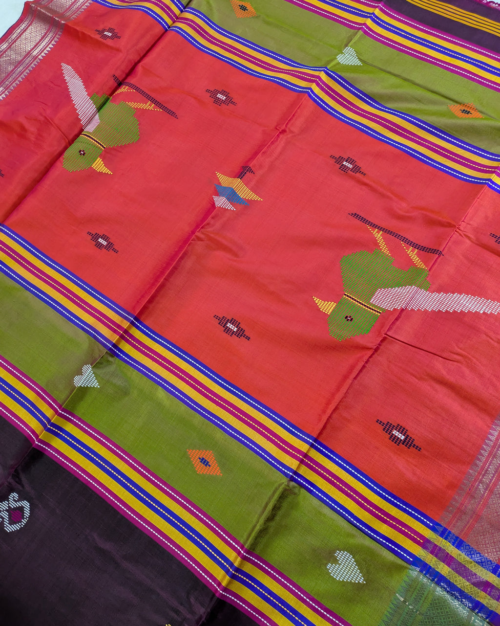 Bishnupuri Kalakshetra Sari Dark Magenta (Silk Mark)
