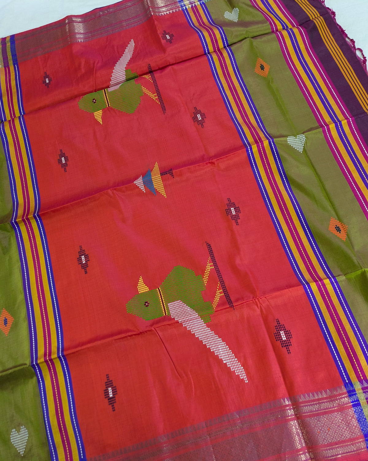 Bishnupuri Kalakshetra Sari Dark Magenta (Silk Mark)