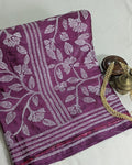 Batik Kantha Stitch Sari with Blouse Piece Wine-red