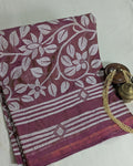 Batik Kantha Stitch Sari with Blouse Piece Rust