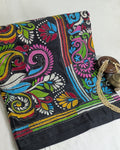 Kantha Stitch Sari with Blouse Piece Black