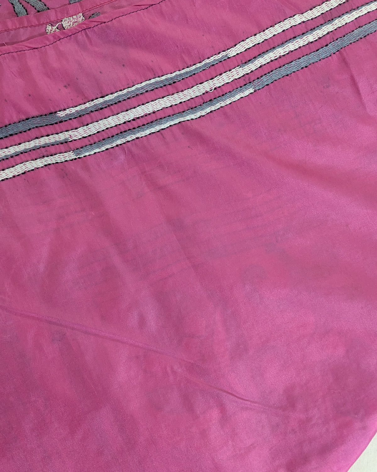 Kantha Stitch Sari with Blouse Piece Pink