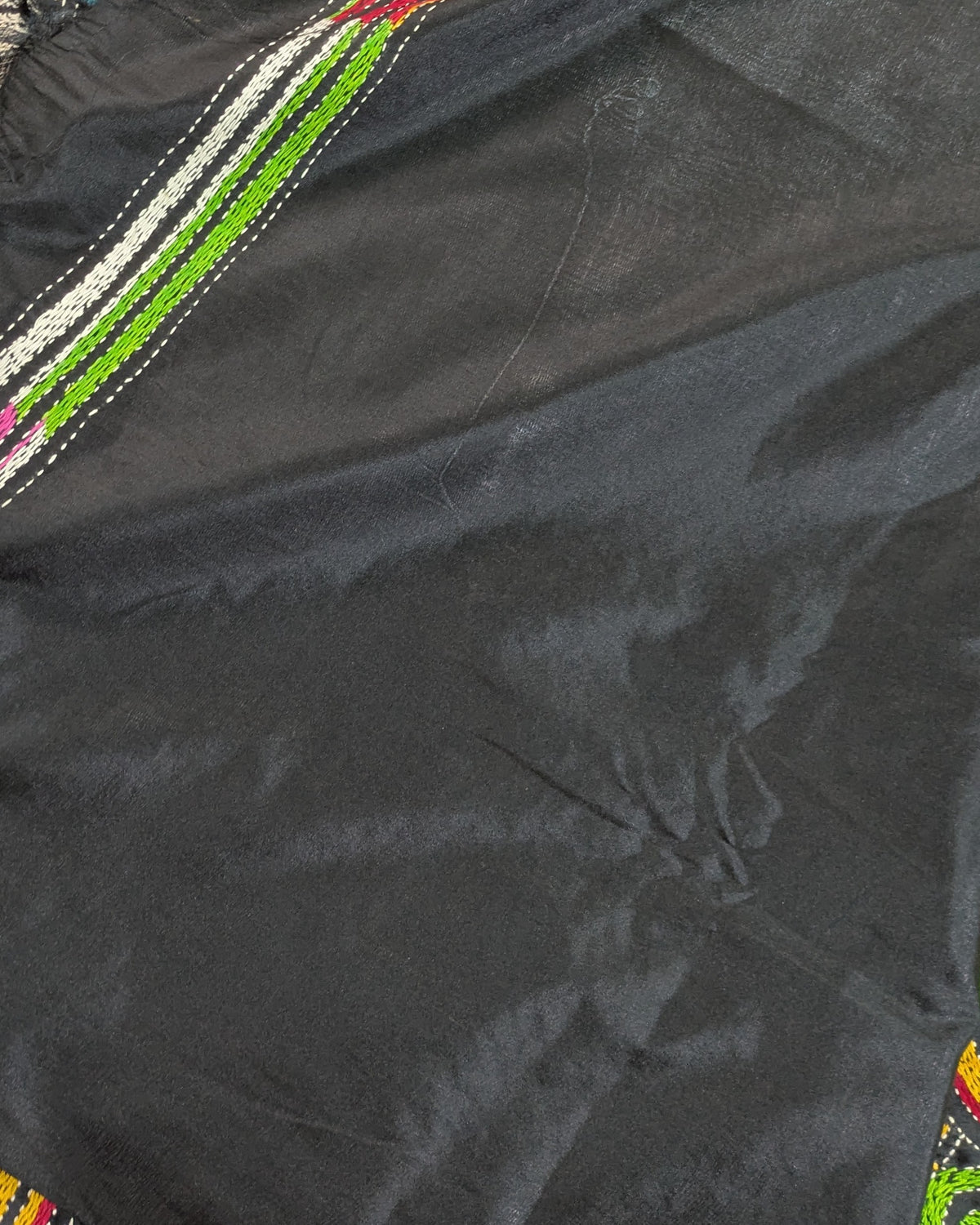 Kantha Stitch Sari with Blouse Piece Black