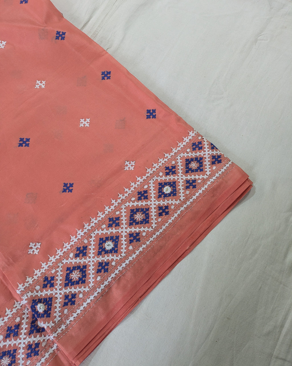 Gujrati Stitch Sari with Blouse Piece Pink