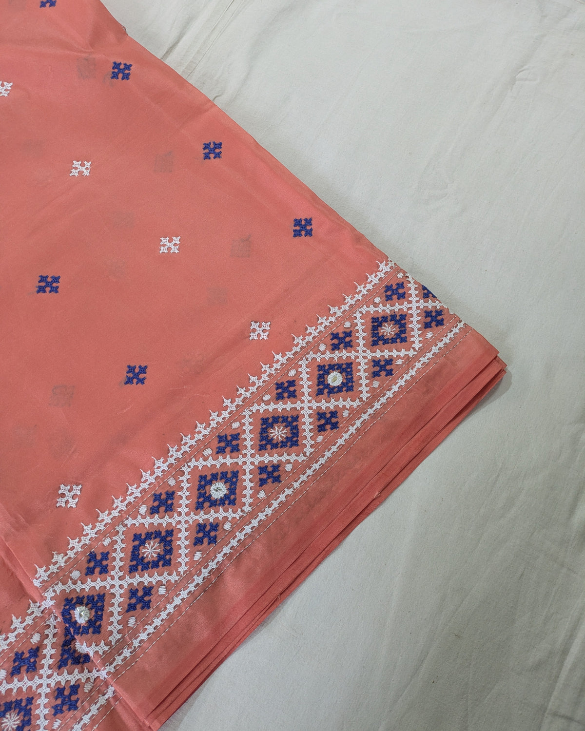 Gujrati Stitch Sari with Blouse Piece Pink