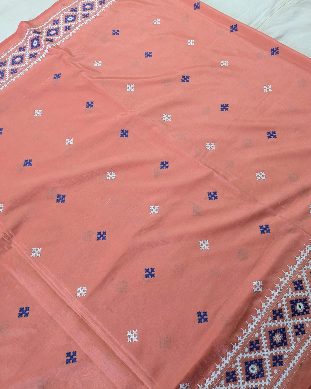 Gujrati Stitch Sari with Blouse Piece Pink