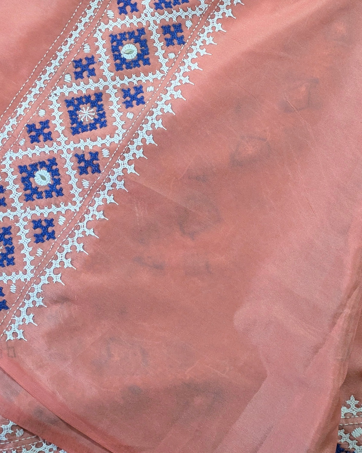 Gujrati Stitch Sari with Blouse Piece Pink