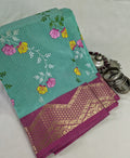 Kota Banarasi Embroidered Sari Sea Green