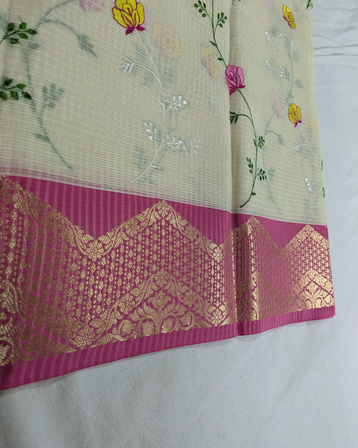Kota Banarasi Embroidered Sari Off-white