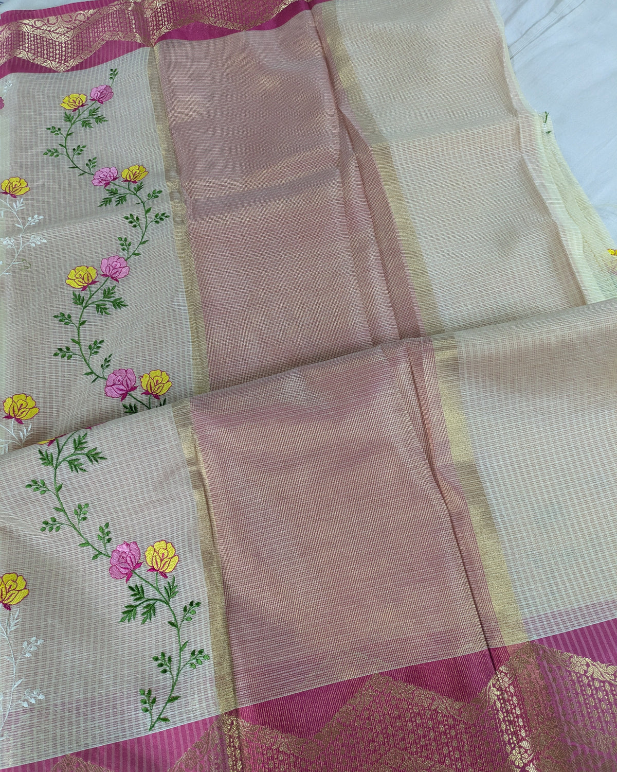 Kota Banarasi Embroidered Sari Off-white