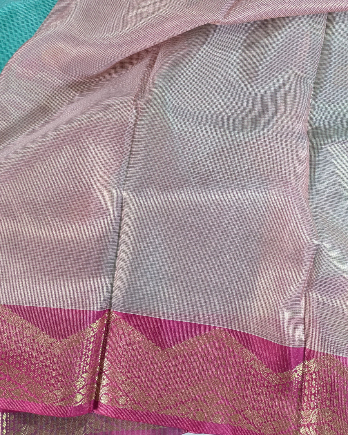 Kota Banarasi Embroidered Sari Sea Green