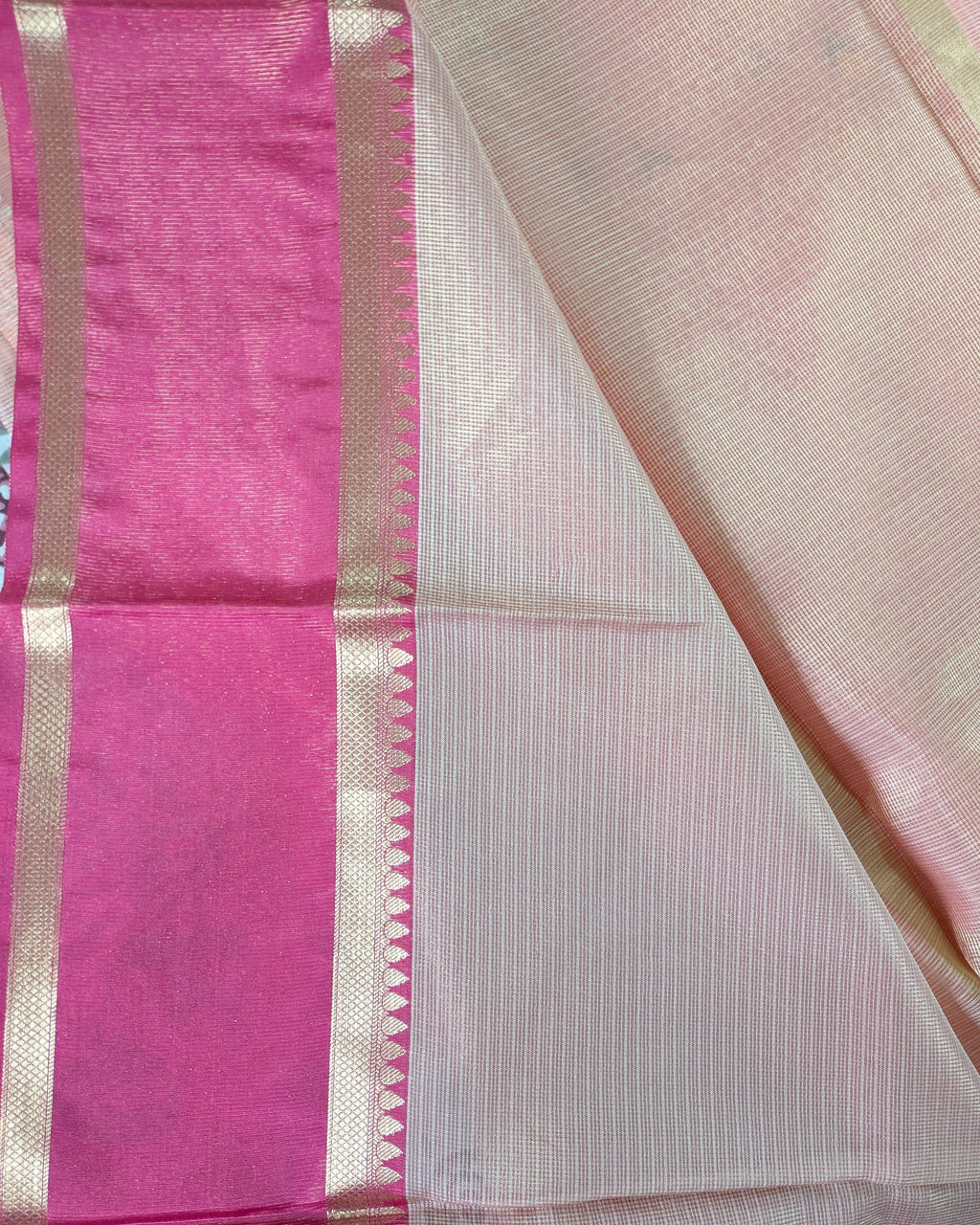 Kota Banarasi Embroidered Sari Peach