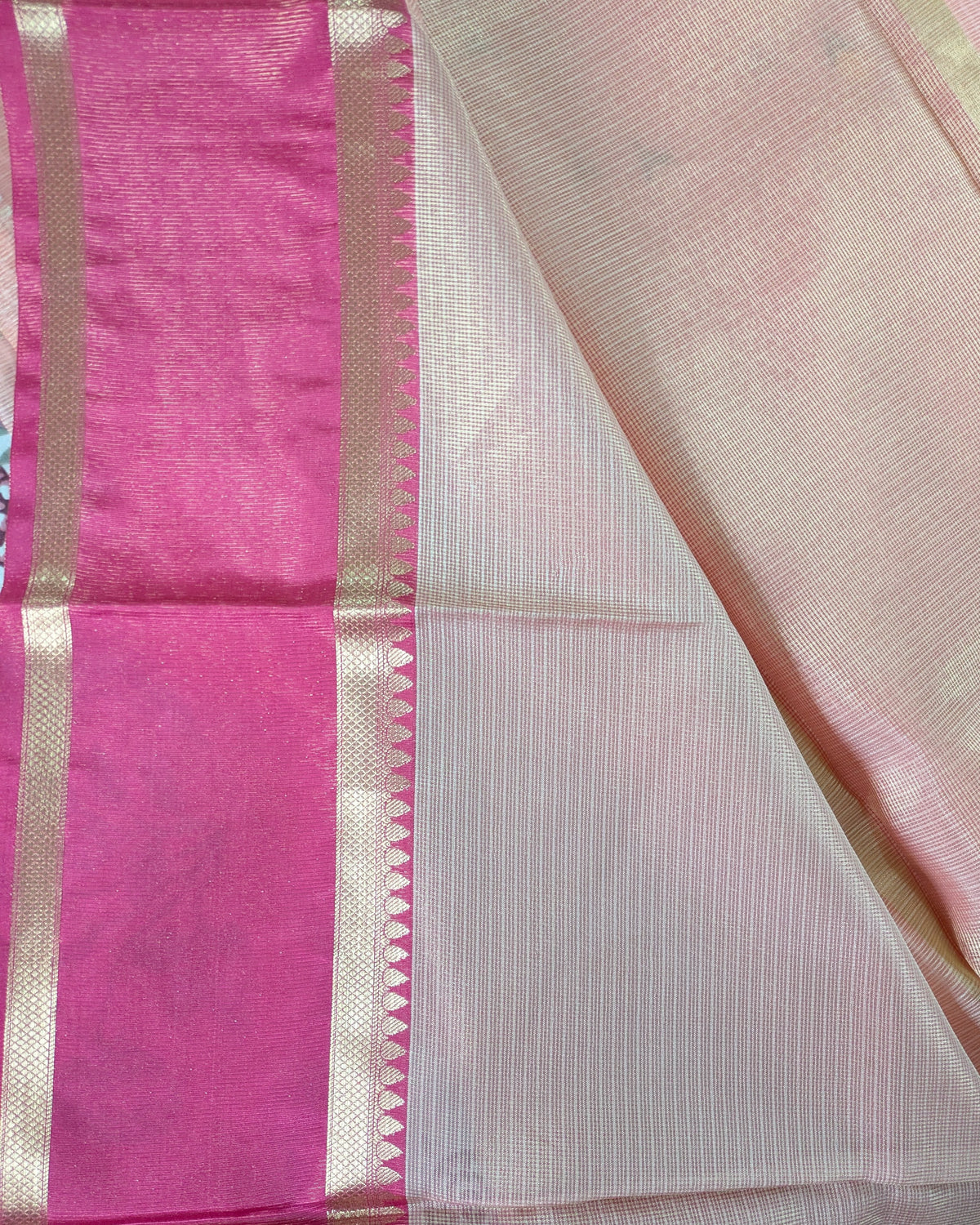 Kota Banarasi Embroidered Sari Peach