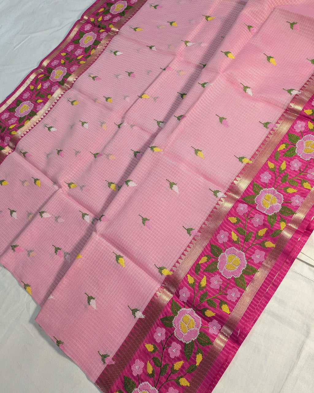 Kota Banarasi Embroidered Sari Pink
