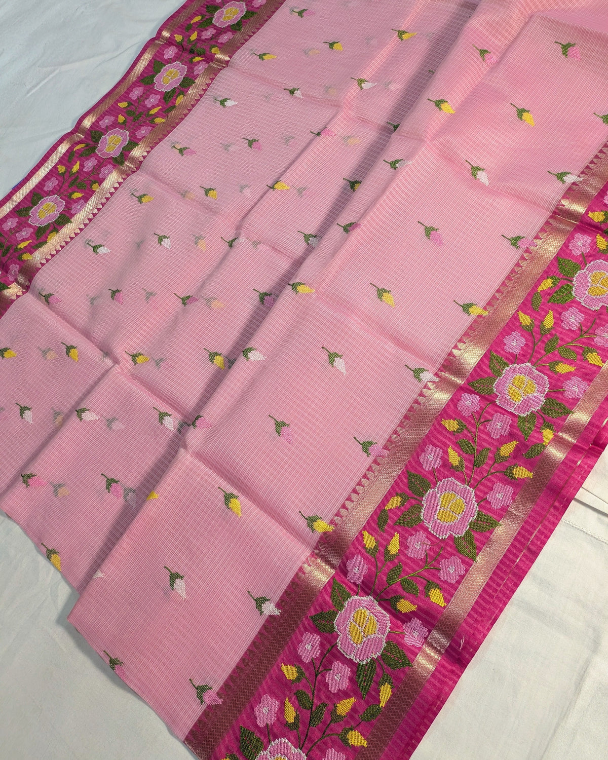 Kota Banarasi Embroidered Sari Pink