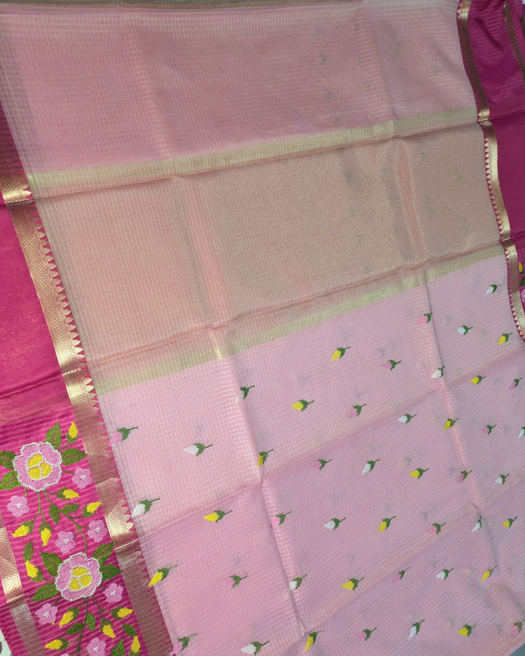 Kota Banarasi Embroidered Sari Pink