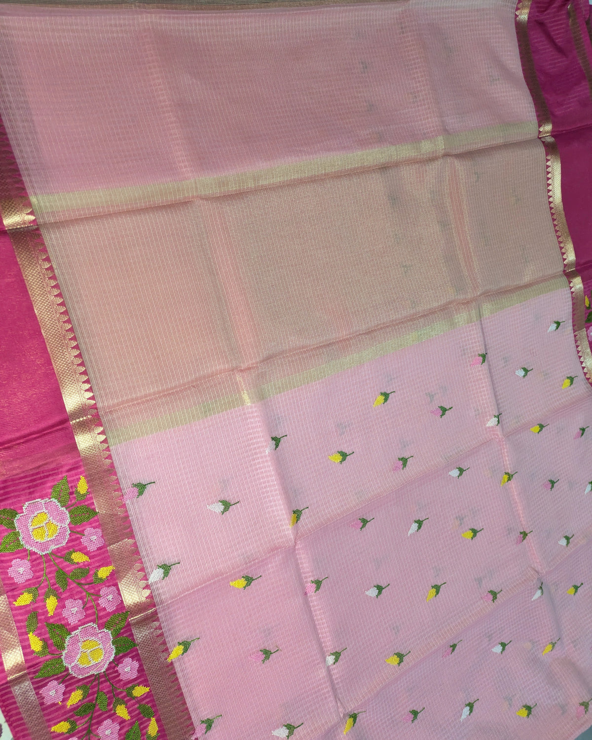 Kota Banarasi Embroidered Sari Pink