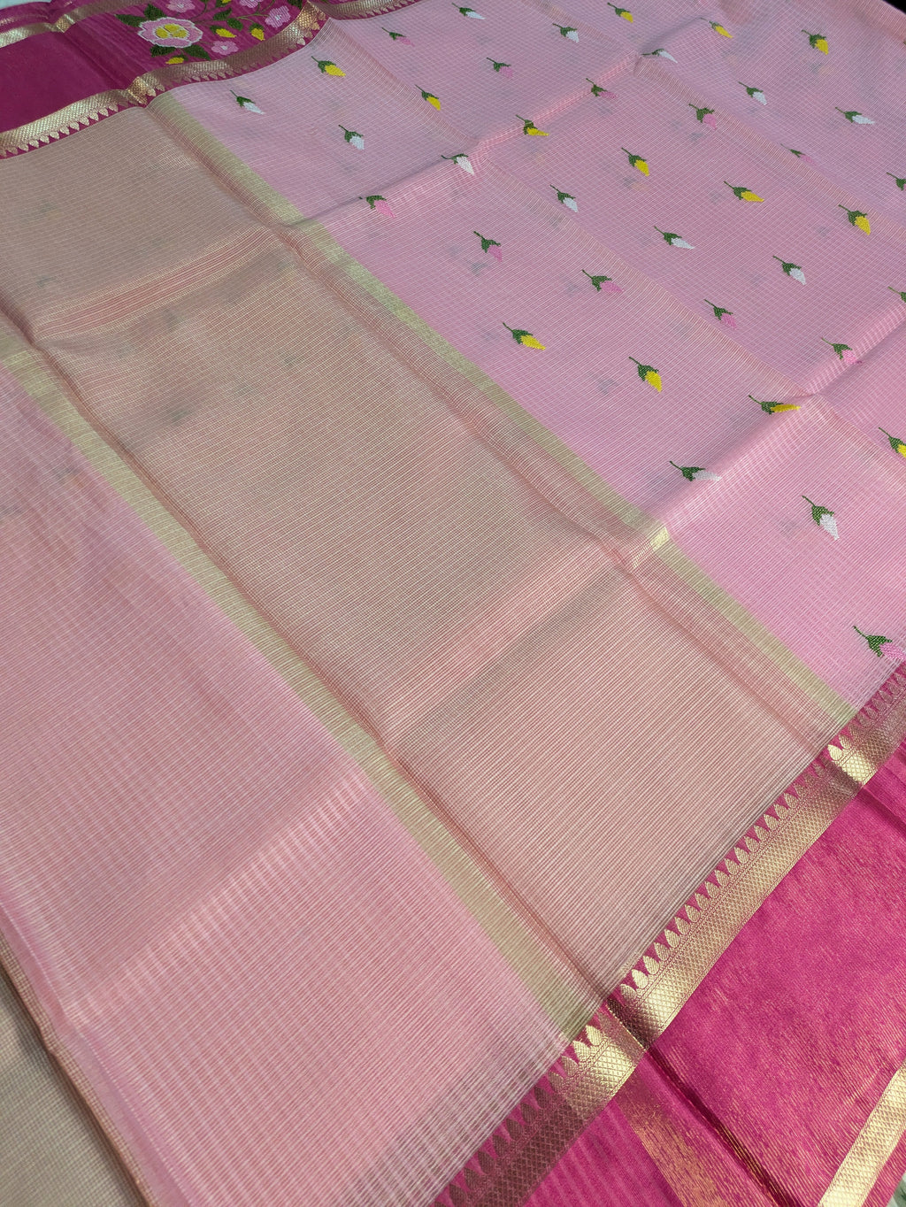 Kota Banarasi Embroidered Sari Pink