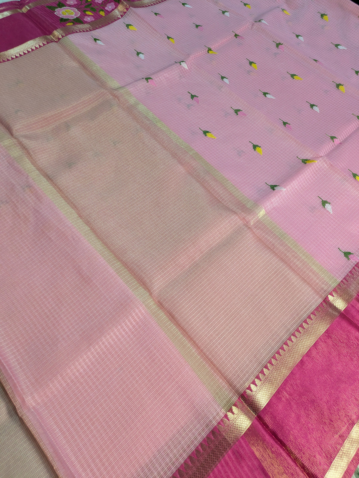 Kota Banarasi Embroidered Sari Pink