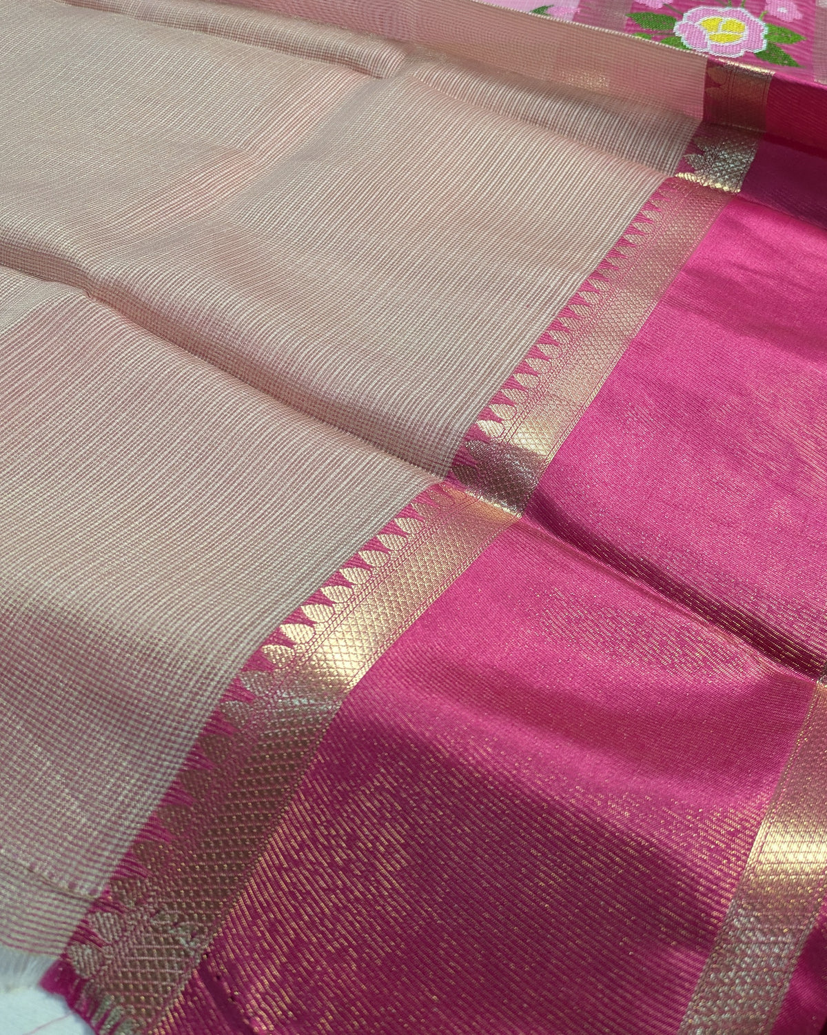 Kota Banarasi Embroidered Sari Pink