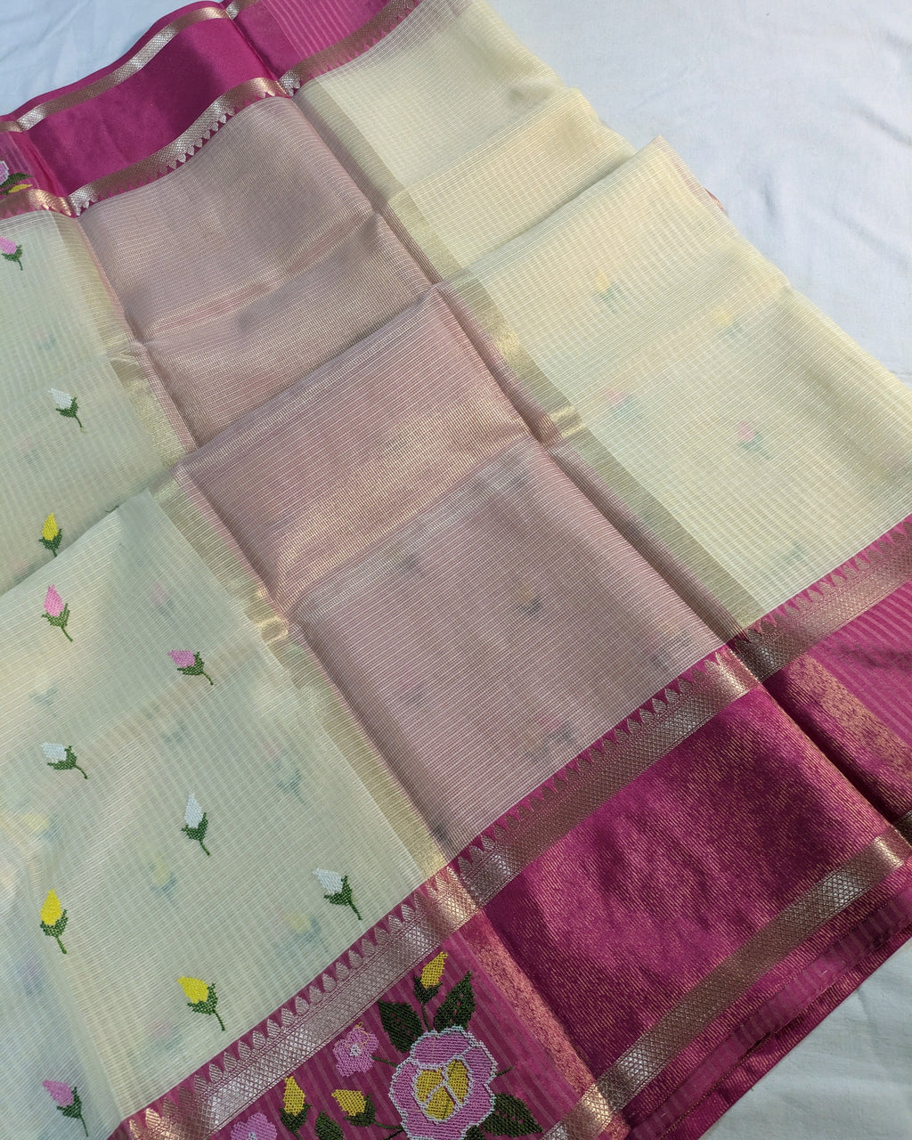 Kota Banarasi Embroidered Sari Off-white 2