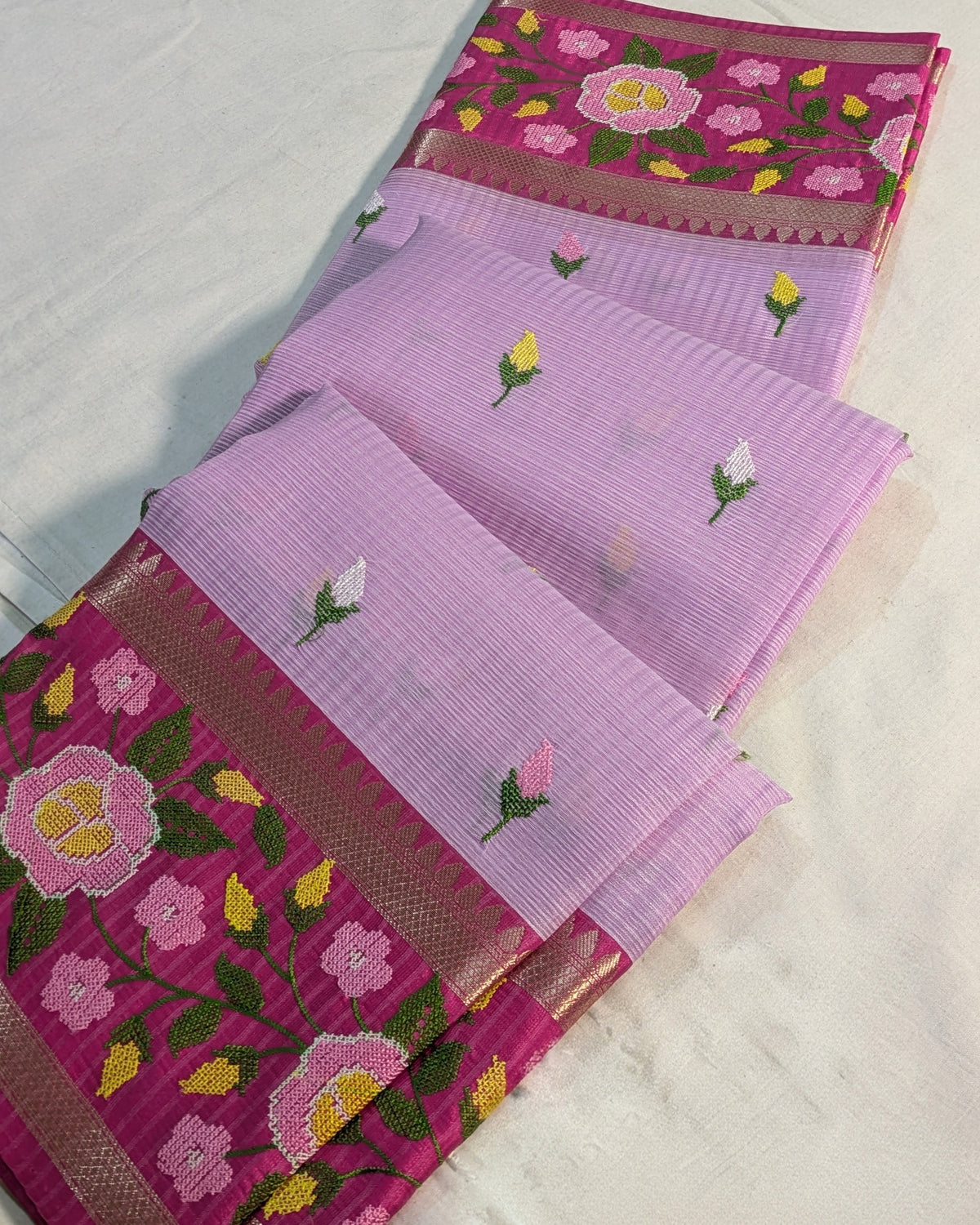 Kota Banarasi Embroidered Sari Lilac