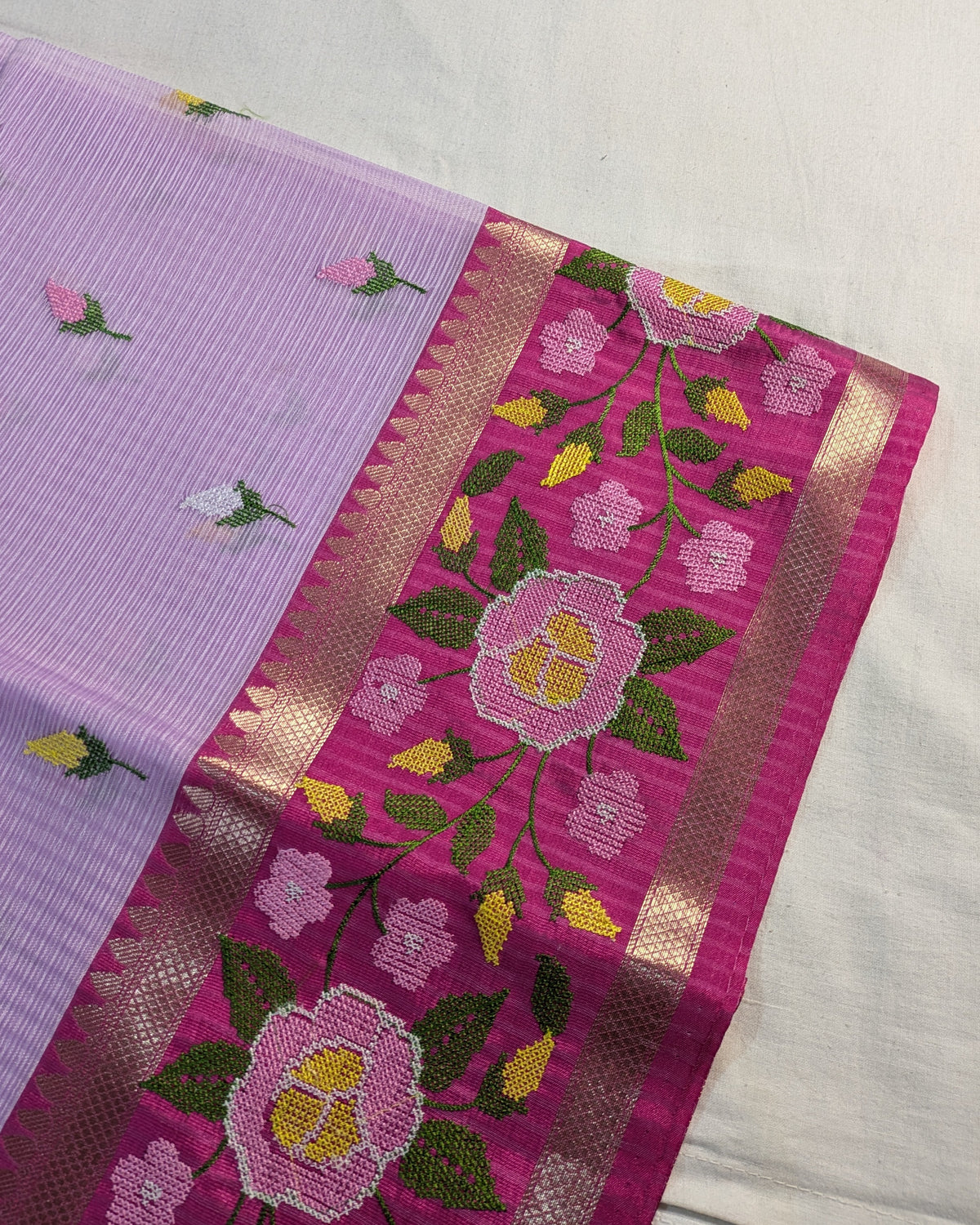 Kota Banarasi Embroidered Sari Lilac