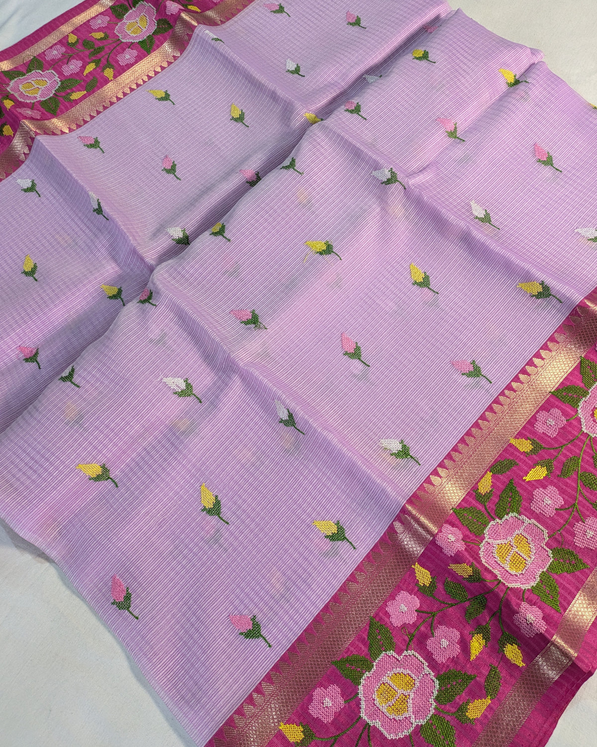 Kota Banarasi Embroidered Sari Lilac