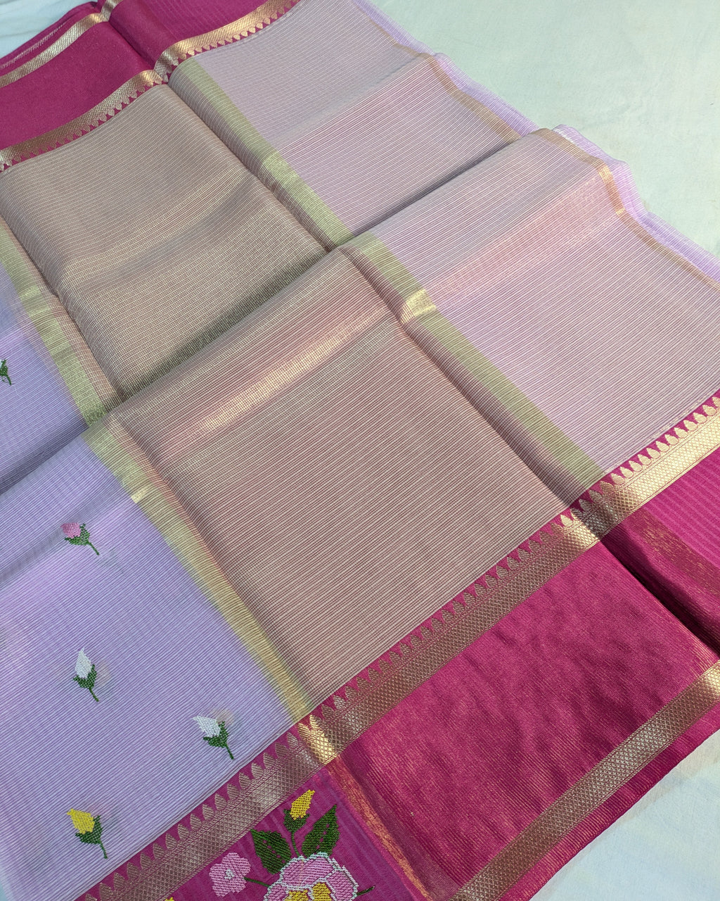 Kota Banarasi Embroidered Sari Lilac