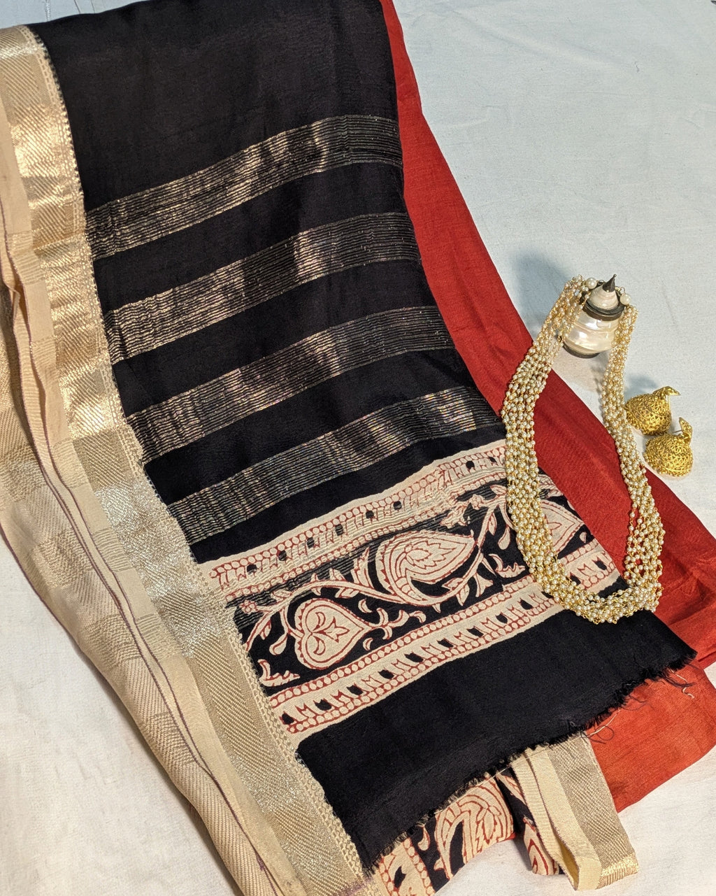 Multani Silk Sari Rust  2 (Liva Tag)